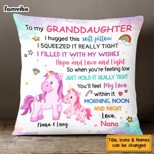 Personalized Unicorn Gifts For Granddaughter I Hugged This Pillow