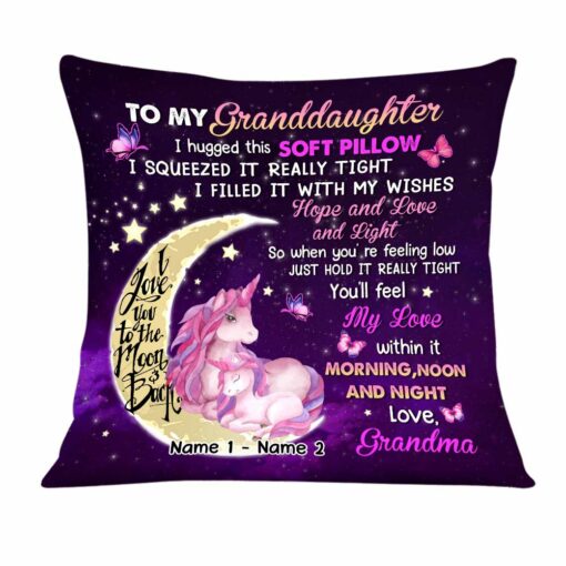 Personalized Unicorn Love To The Moon And Back Hug This Pillow