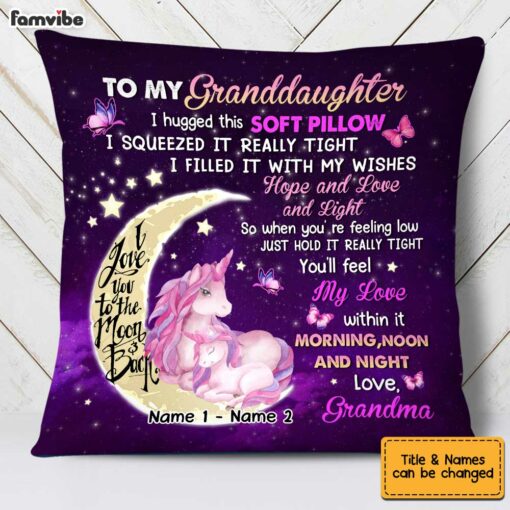 Personalized Unicorn Love To The Moon And Back Hug This Pillow