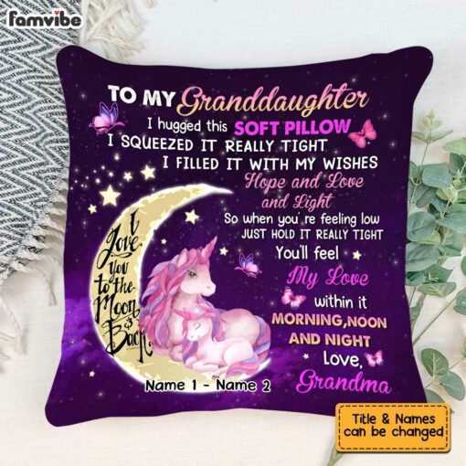 Personalized Unicorn Love To The Moon And Back Hug This Pillow