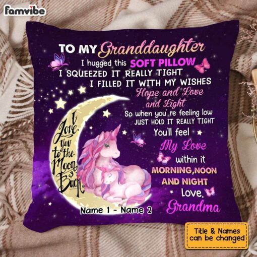 Personalized Unicorn Love To The Moon And Back Hug This Pillow