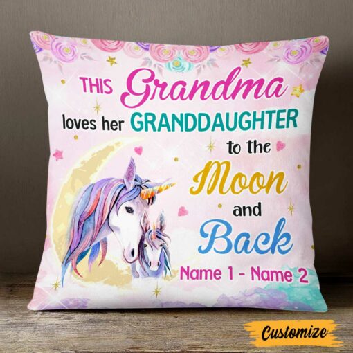 Personalized Unicorn Mom Grandma Daughter Granddaughter Pillow