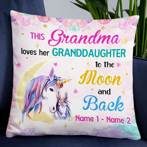 Personalized Unicorn Mom Grandma Daughter Granddaughter Pillow