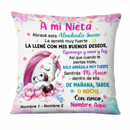 Personalized Unicorn Mom Grandma To Daughter Granddaughter Son Grandson Spanish Mama Abuela Pillow