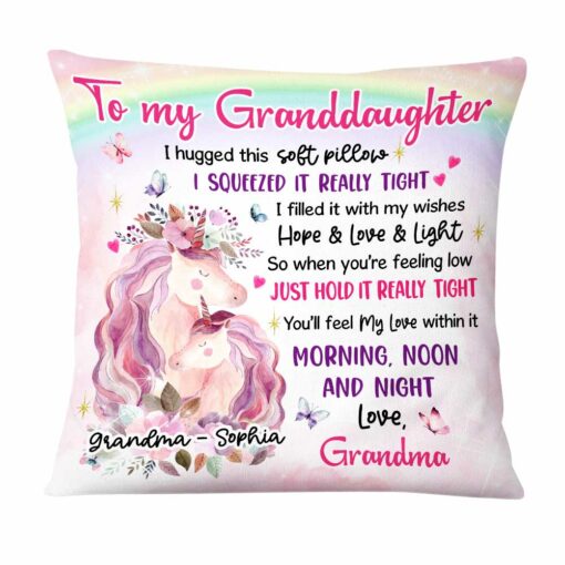 Personalized Unicorn To Granddaughter Hug This Pillow