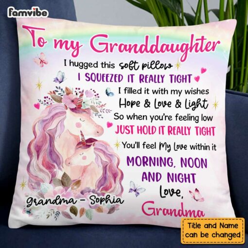 Personalized Unicorn To Granddaughter Hug This Pillow