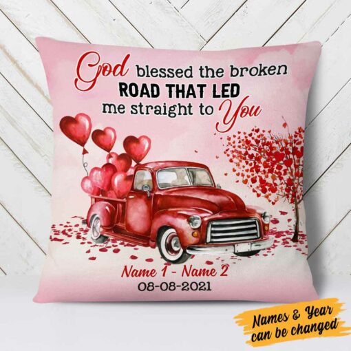 Personalized Valentine Couple God Bless Pillow