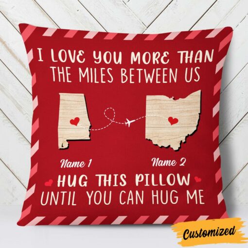 Personalized Valentine Couple Long Distance Hug Pillow