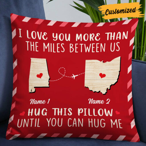 Personalized Valentine Couple Long Distance Hug Pillow