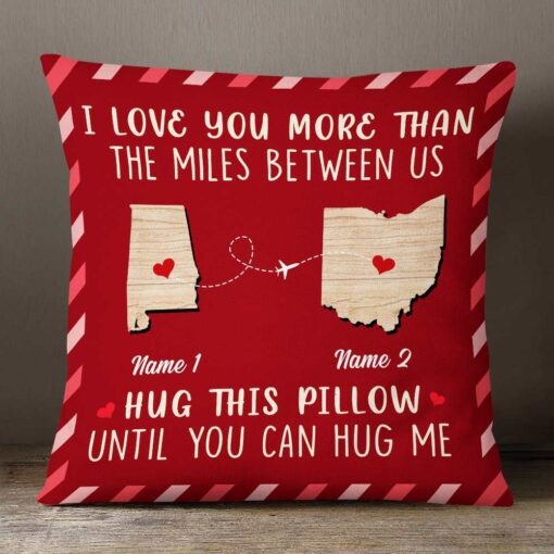 Personalized Valentine Couple Long Distance Hug Pillow