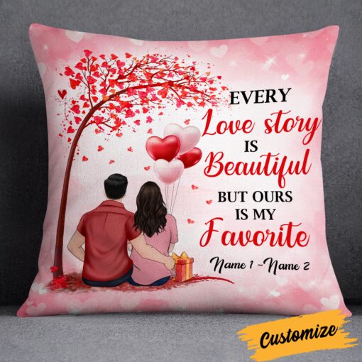 Personalized Valentine Couple Love Story Pillow