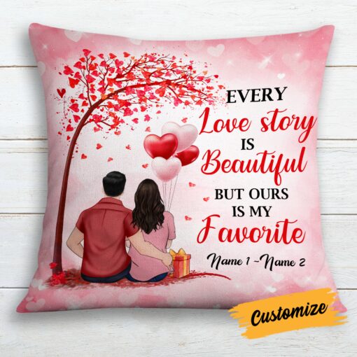 Personalized Valentine Couple Love Story Pillow