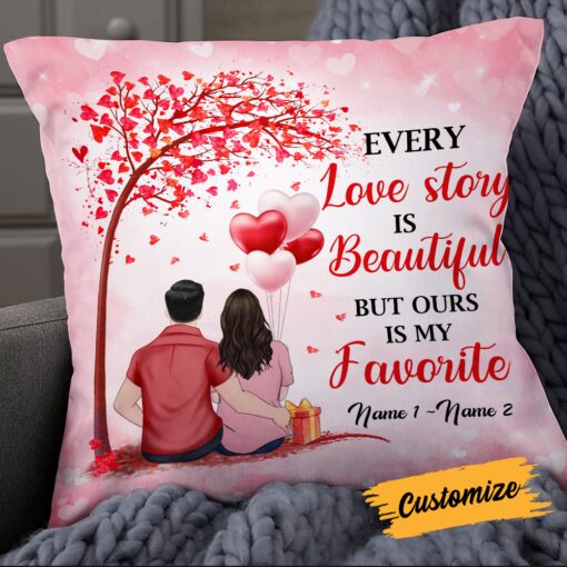 Personalized Valentine Couple Love Story Pillow