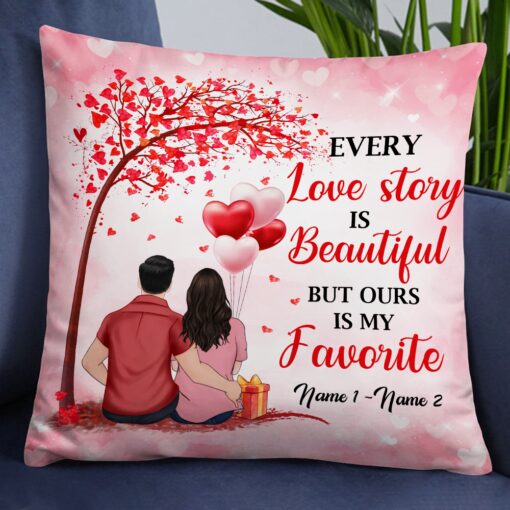 Personalized Valentine Couple Love Story Pillow