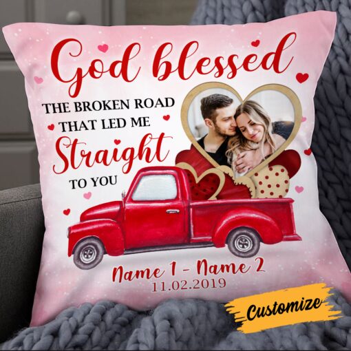 Personalized Valentine Couple Photo Pillow