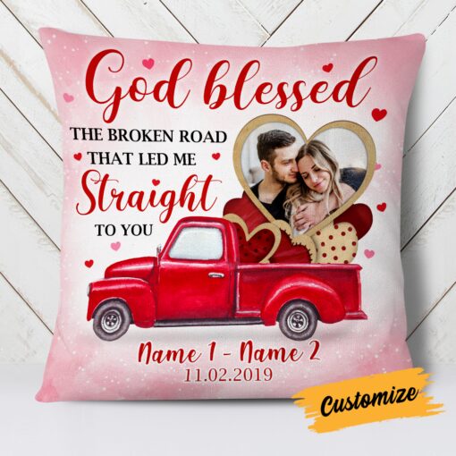 Personalized Valentine Couple Photo Pillow