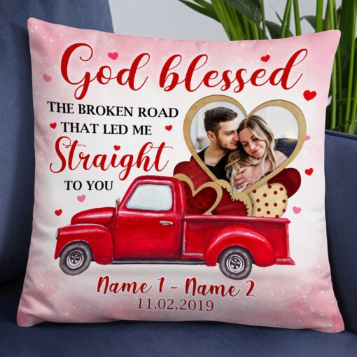 Personalized Valentine Couple Photo Pillow