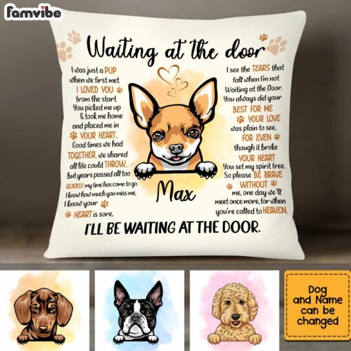 Personalized Waiting At The Door Dog Memo Pillow