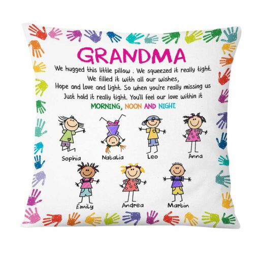 Personalized We Hugged This Little Pillow Grandkids To Grandma