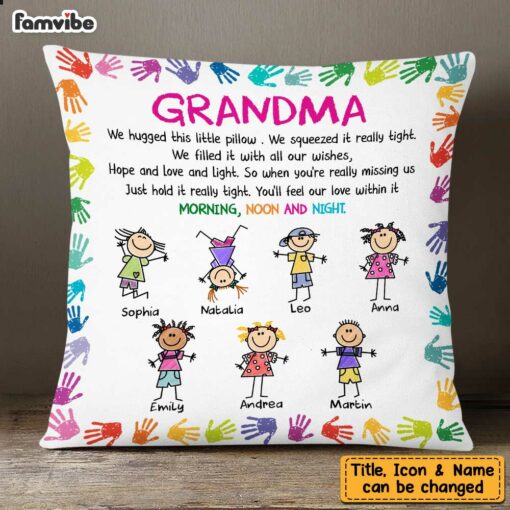 Personalized We Hugged This Little Pillow Grandkids To Grandma