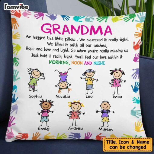 Personalized We Hugged This Little Pillow Grandkids To Grandma