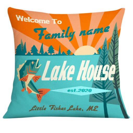 Personalized Welcome Lake Pillow