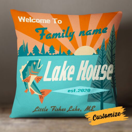 Personalized Welcome Lake Pillow