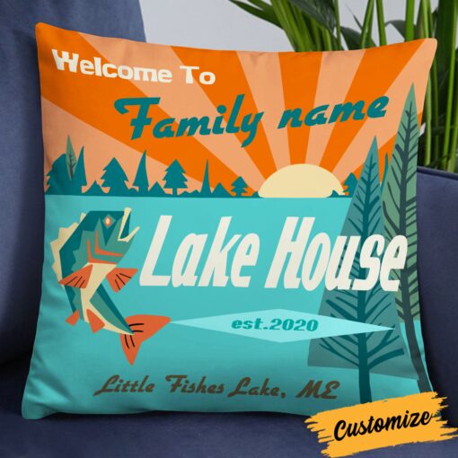 Personalized Welcome Lake Pillow