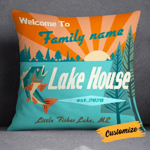 Personalized Welcome Lake Pillow