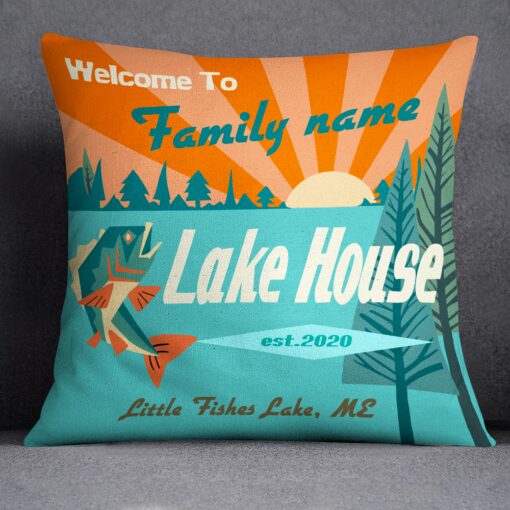 Personalized Welcome Lake Pillow