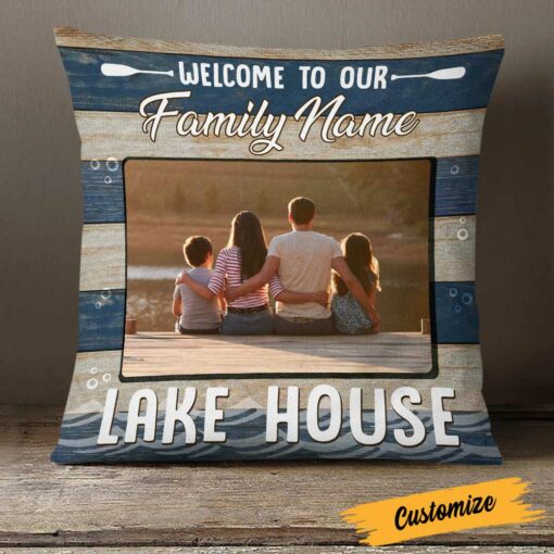 Personalized Welcome To Our Lake House Photo Pillow