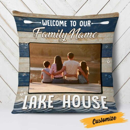 Personalized Welcome To Our Lake House Photo Pillow