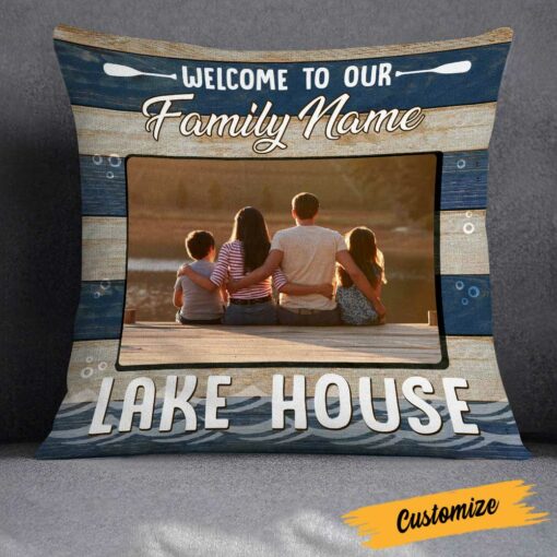 Personalized Welcome To Our Lake House Photo Pillow