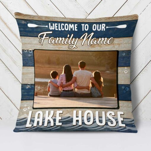 Personalized Welcome To Our Lake House Photo Pillow