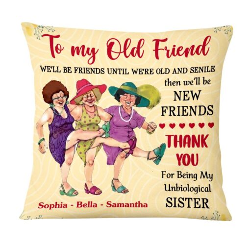 Personalized We’ll Be Friends Until We’re Old and Senile Purple Pillow