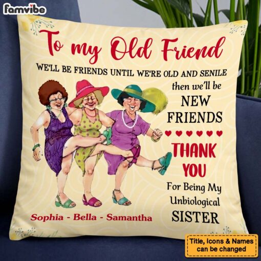 Personalized We’ll Be Friends Until We’re Old and Senile Purple Pillow