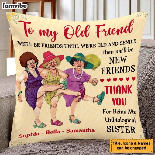 Personalized We’ll Be Friends Until We’re Old and Senile Purple Pillow