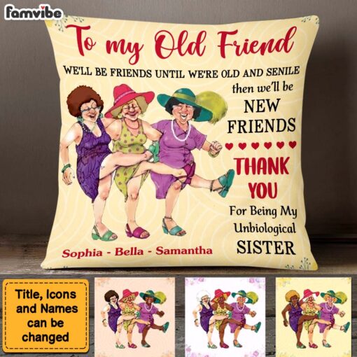 Personalized We’ll Be Friends Until We’re Old and Senile Purple Pillow