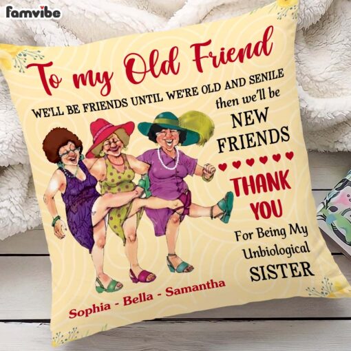 Personalized We’ll Be Friends Until We’re Old and Senile Purple Pillow