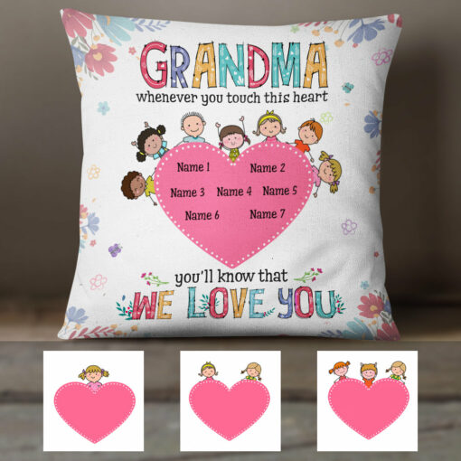 Personalized Whenever You Touch This Heart Grandma Mom Pillow