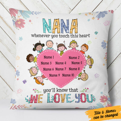 Personalized Whenever You Touch This Heart Grandma Mom Pillow