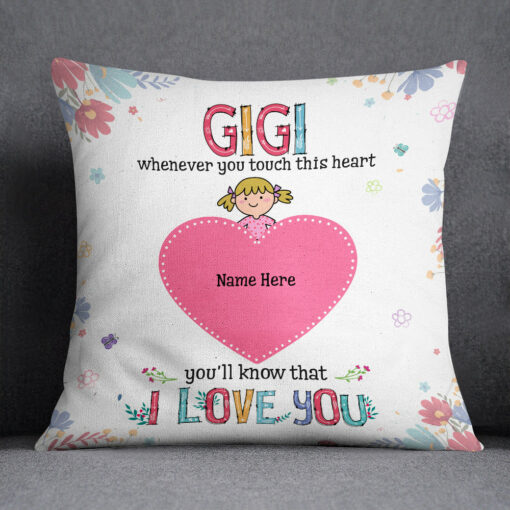 Personalized Whenever You Touch This Heart Grandma Mom Pillow