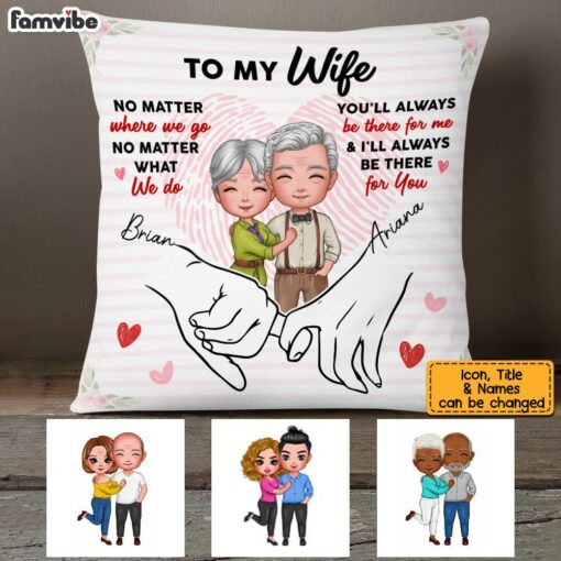 Personalized Wife Holding Hands Pillow