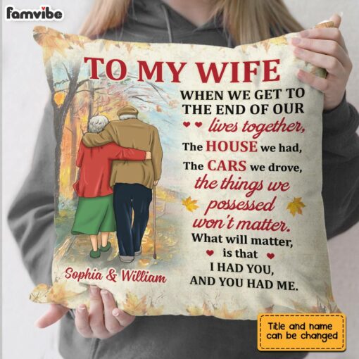 Personalized Wife Old Couple Pillow