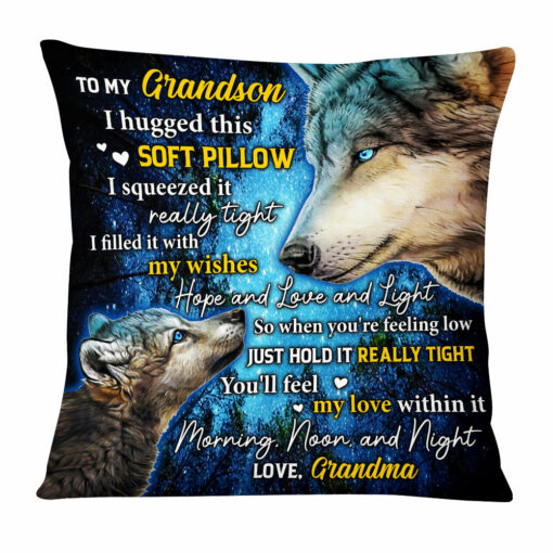 Personalized Wolf Grandson Hug This Pillow