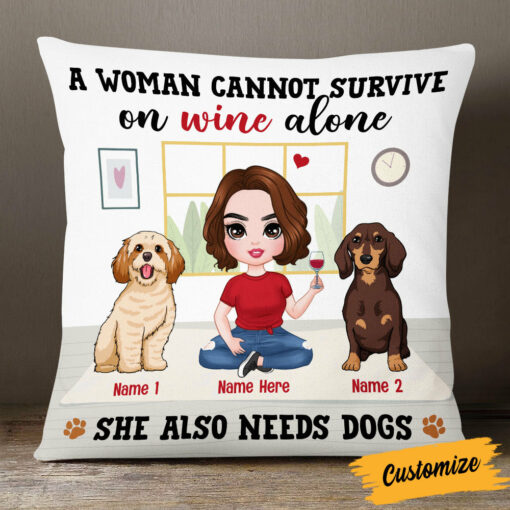 Personalized Woman Needs Dog Icon Pillow