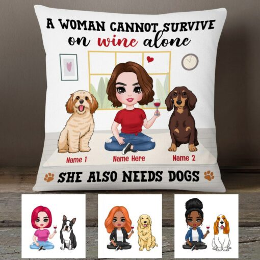 Personalized Woman Needs Dog Icon Pillow