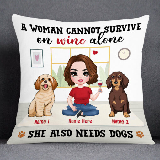 Personalized Woman Needs Dog Icon Pillow