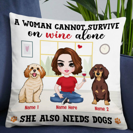 Personalized Woman Needs Dog Icon Pillow