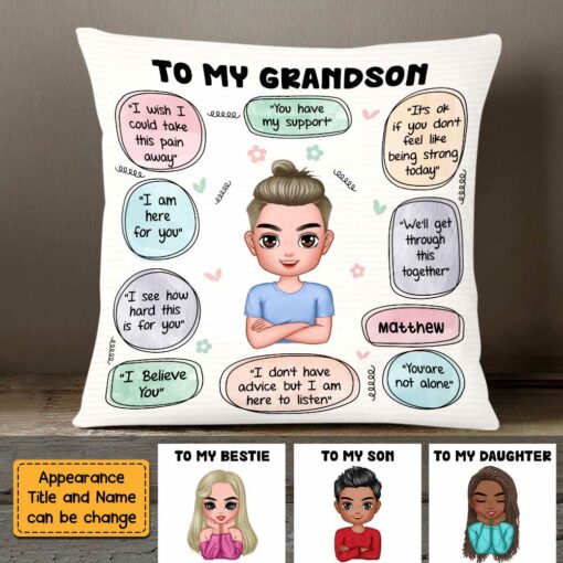 Personalized Words Of Support Self Care Clarity Mental Health Affirmations Pillow